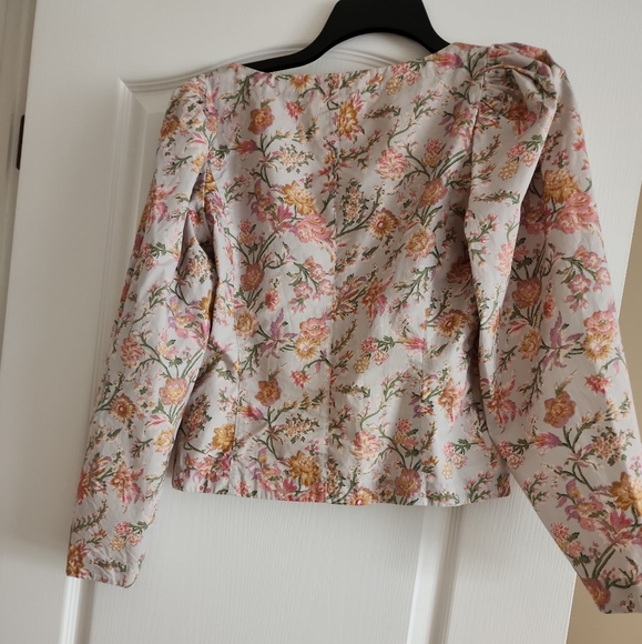 VIE REBECCA TAYLOR Long Sleeve Lidia Vine Top In Pebble Combo - Picture 7 of 13